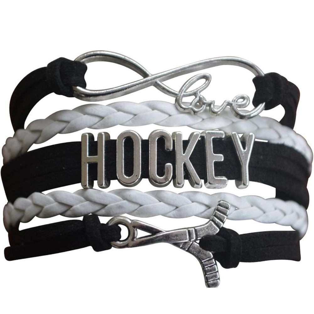 NWT Hockey-themed Bracelet Black and White
